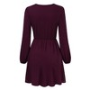 Clearlove Women's Deep V Neck Long Sleeve Dress Mini Dress High Waist Flowy Cocktail Wedding Guest Dress - 3 of 4