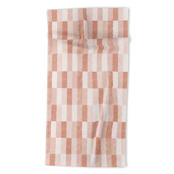 Little Arrow Design Co Cosmo Tile Terracotta Beach Towel - Deny Designs