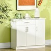 HOMCOM Modern Kitchen Sideboard, Buffet Table with Drawer, Double Door Cabinet and Adjustable Shelves for Living Room, Kitchen, Entryway, White - 3 of 4