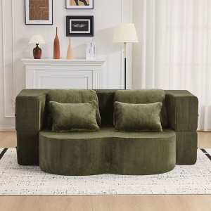 VASIP  Queen Size Foldable Sofa Bed, Plush Futon Sofa , Supportive High-Density Foam,  Convertible Sleeper Sofa,for Guest Room, Living Room - 1 of 4