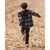 Deux par Deux Boy Long Sleeve Hooded Flannel Shirt Blue and Black - 3 of 4