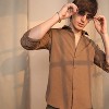 Campus Sutra Men Men's Ash Brown Veined-Textured Shirt - 2 of 4
