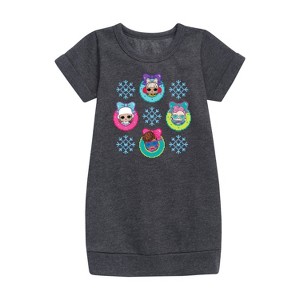 Girls' - Lol Surprise! - Snowflake Wreath Graphic Short Sleeve Fleece Dress - 1 of 3