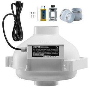 VEVOR 4 to 4.5 inch Radon Fan Installation Kit, Quiet 190CFM Radon Mitigation Fan System Kit with 2 Couplers, Pressure Indicator, White - 1 of 4