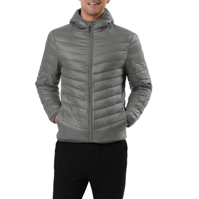 Lars Amadeus Men's Winter Coats Lightweight Solid Color Full-Zip Hooded Puffer Down Jacket