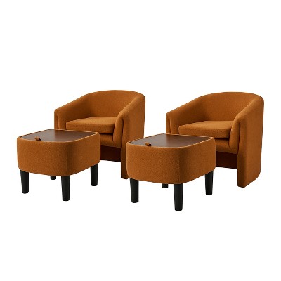 Giles Morden Upholstered Armchair with Removable Legs Storage Ottaman Set of 2|Artful Living Design