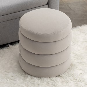 NicBex Modern 16.9" Round Ottomans Small Footstools with Boucle Fabric for Bedroom and Living Room - 1 of 4