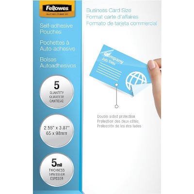 Fellowes Laminating Pouches 5mm 2-3/8x3-7/8 5 Pack 572893 : Target