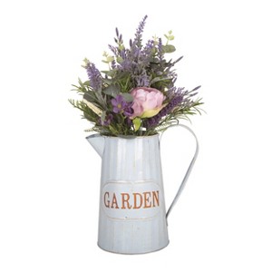 Transpac Plastic 19" White Spring Spring Watering Can Arrangement - 1 of 2