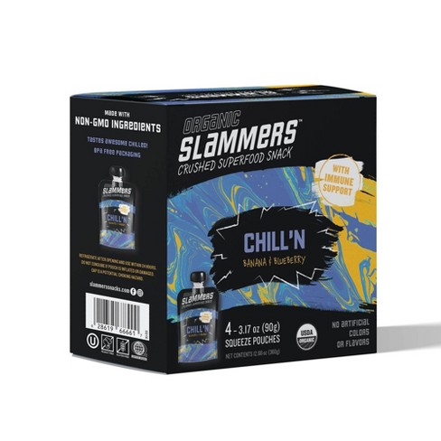 Organic Slammers Superfood Snack Chill N Fruit Veggie Yogurt Filled Pouches 4pk 3 17oz Target