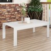 NAYSAYE Patio End Table All Weather Aluminum Coffee Table with WPC Top for Outdoor Use, White, 39"*26"*6" - 2 of 4