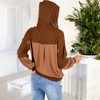Anna-Kaci Women's Waffle Knit Hoodie with Long Sleeves Featuring Contrast Patchwork Casual Pullover Top - 4 of 4