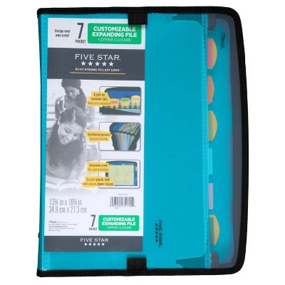 Five Star 7 Pocket Expanding File Folder with Zipper (Color Will Vary)