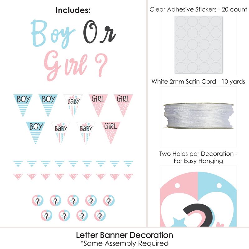 Big Dot of Happiness Baby Gender Reveal - Team Boy or Girl Party Letter Banner Decoration - 36 Banner Cutouts and Boy or Girl Banner Letters, 5 of 8