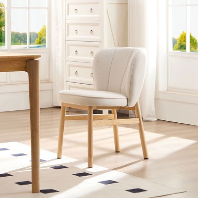 CAVINAS Dining Chairs Kitchen Chairs Mid-Century Modern Upholstered Shell Chair with Ash Wooden Frame for Kitchen
