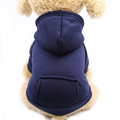 Gooby Winter Dog Hoodie Sweatshirts with Pockets Warm Dog Clothes for Small Dogs Chihuahua Coat Clothing Puppy Cat Custume (Navy, Small)