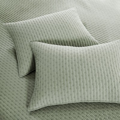 Sage Green Cotton Reversible King Quilt Set