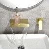 Cobbe Bathroom Sink Faucet for Vanity with Waterfall Spout 2-Hole Installation Wall-Mounted Single Handle Faucet Brushed Gold - 3 of 4