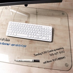 FloorTex Desk Pad w/Silicone Feet Tempered Glass 36"Wx20"D Clear FCDE2036G - 1 of 4