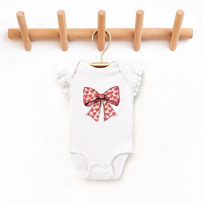 The Juniper Shop Coquette Hearts Baby Flutter Sleeve Bodysuit