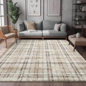 Washable Abstract Striped Geometric Area Rug Non Slip Stain Resistant Carpet for Living Room Bedroom Office - 1 of 4
