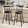 Tangkula Windsor Bar Stool Set of 4 29" Swivel Rubber Wood Dining Chairs Spacious Seat Black - 4 of 4