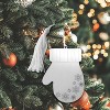 Slickblue Holiday Mitten Ornament - White Tassel, Nickel-Plated, Snowflake Engraving, Christmas Tree Decoration - 2 of 3