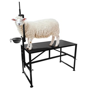 Goat Milking Stand with Feeder, Goat Stand for Trimming Hooves, with Adjustable Head Piece and Legs, 600 Lbs for Small Sheep and Goat - 1 of 4