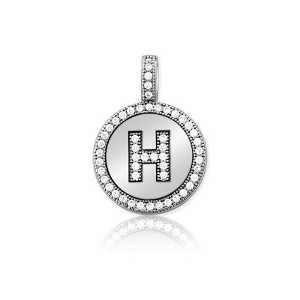 Bella Silver Sterling Silver Micro Pave Circle 18" Pendant Necklace - Available Colors: Silver, Gold - 1 of 2
