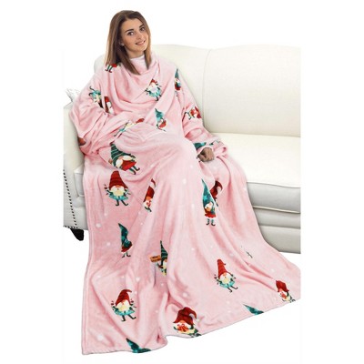 Catalonia Wearable Blanket with Sleeves and Pocket, Cozy Soft Fleece Mink Micro Plush Wrap Throws Blanket Robe for Adults, Gift for Her