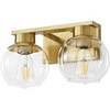 POWLIG 13.7-in 2-Light Gold Bathroom Vanity Light with Clear Glass Shades, Bulbs not Included - 2 of 4