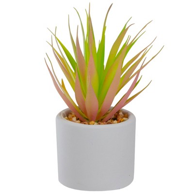 Northlight 6.5" Green Artificial Sword Grass in a White Pot