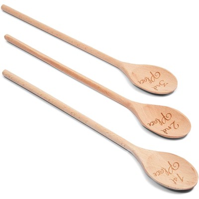 Beechwood Engraved 14" Wooden Serving Spoons Set
