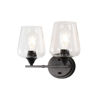 LED Iron/Seeded Glass Jayne Cottage Wall Light Oil Rubbed Bronze - JONATHAN Y