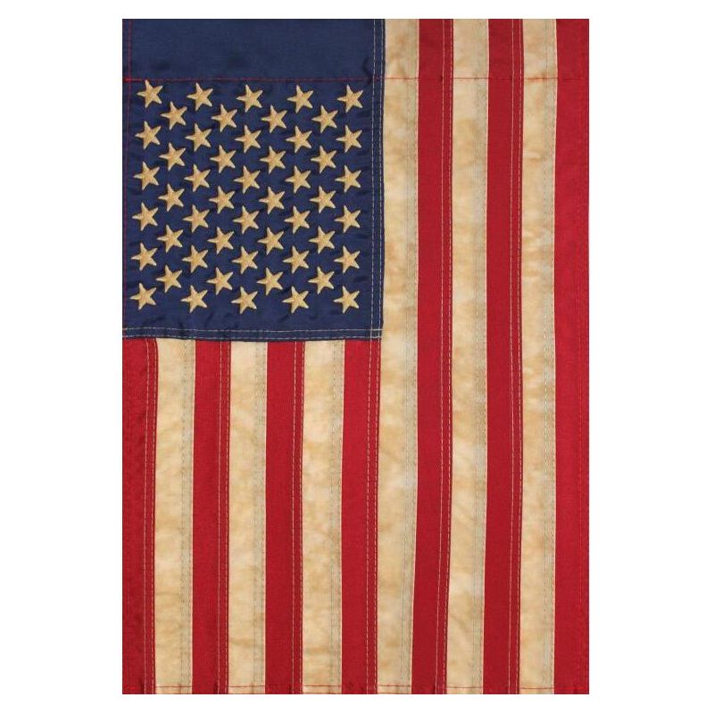 Northlight Embroidered Patriotic Tea-Stained USA Garden Flag 18" x 12.5", 4 of 5