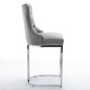 Modern Velvet Barstools with Button Back&Rivet Trim Upholstered Kitchen Island Chairs with Sturdy Chromed Metal Base Legs - 3 of 4