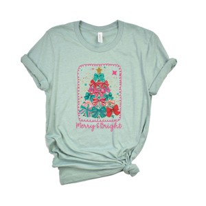 Merry & Bright Bow Tree - Women's Short Sleeve Graphic T-Shirt - 1 of 4