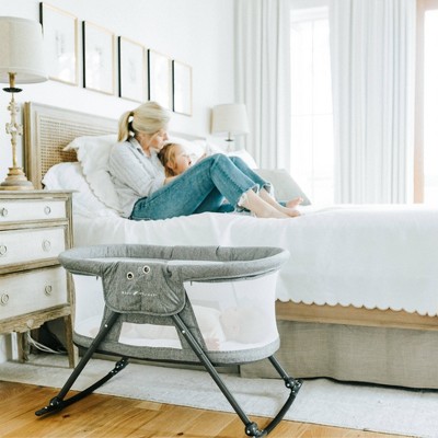 Charcoal Tweed Portable Rocking Bassinet with Removable Canopy