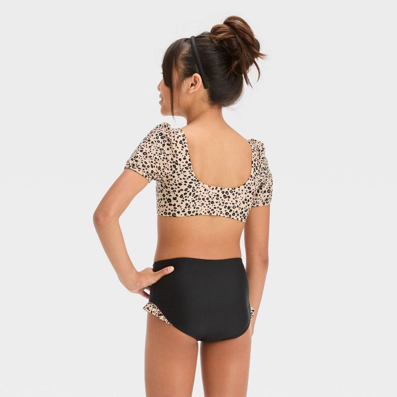 Girls&#39; Leopard Spot Printed Bikini Set - Cat &#38; Jack&#8482; Beige, 4 of 5