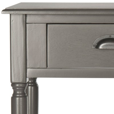 Transitional Gray Pine and Metal Demilune Console with Storage