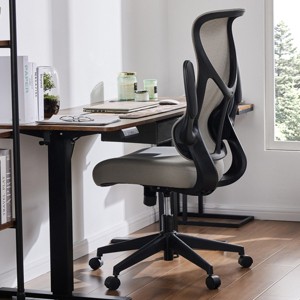 Mesh Breathable  Backrest Computer Chair With Lumbar And Back Support,Adjustable Height Flip-Up Armrests Home Office Chair-Cuddlewood - 1 of 4