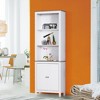 HOMCOM 69'' Freestanding Storage Cabinet, Bathroom Linen Tower, Kitchen Cupboard, Buffet Cabinet, Bookcase with Double Door 3-Tier Shelf for Home Office - 2 of 4