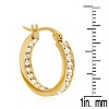 Steeltime Ladies stainless steel hoop earrings adorned with crystals. Color Options: Silver, Gold, Rose Gold - 3 of 4