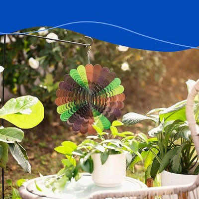 Multicolor Stainless Steel 3D Garden Wind Spinner with Hook