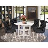 5-Piece Linen White Finish Solid Wood Top - Round Dining Room Set  - Seats 4 - 2 of 4