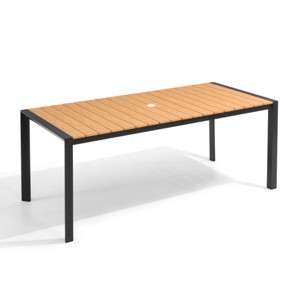 Pellebant Patio Dining Table Durable WPC Tabletop Aluminum Frame Indoor/Outdoor Dining Table for Backyards Poolside Gardens - 1 of 4