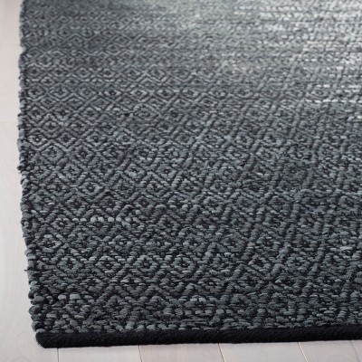 Handmade Light Grey and Charcoal Leather Area Rug