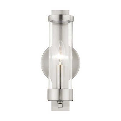 Sleek Brushed Nickel Dimmable Wall Sconce with Clear Glass