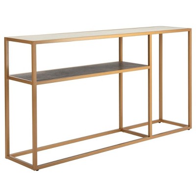 Octavia Transitional 54'' Black & Gold Metal Console Table with Storage
