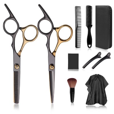 10pcs Stainless Steel Hair Cutting Scissors Kit with Thinning Shears, Haircut Accessories